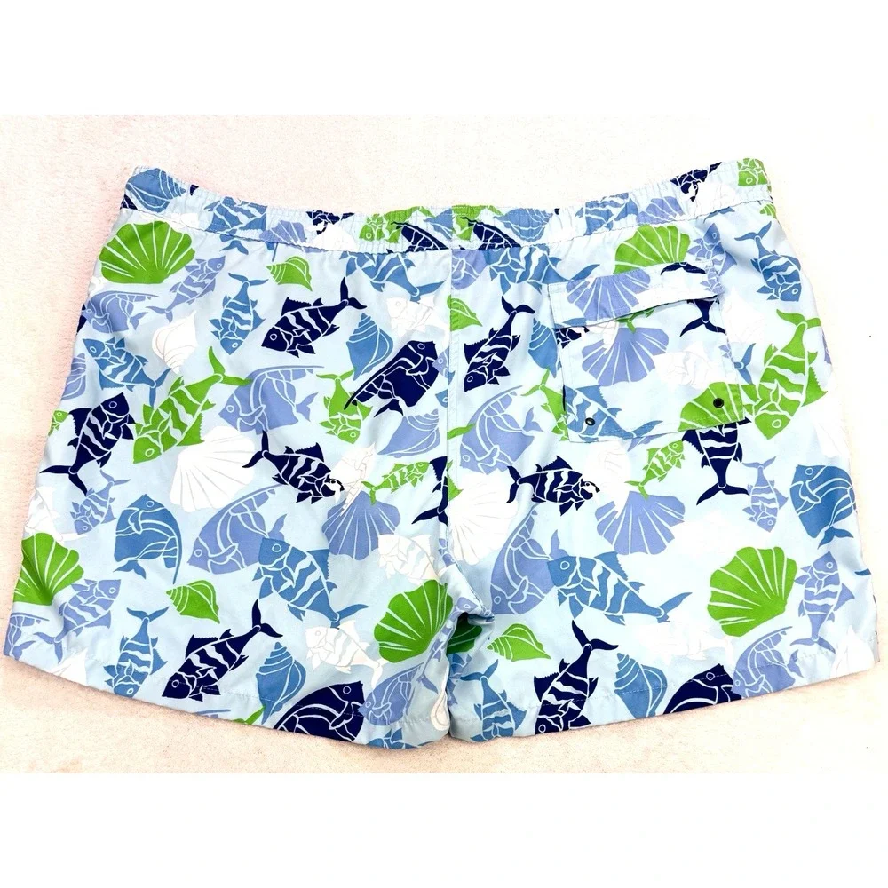 Brooks Brothers‎ 346 Swim Shorts Men Blue Fish Trunks 5